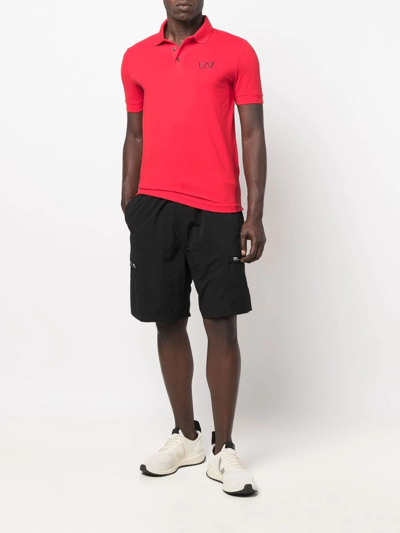 Shop Ea7 Logo-print Short-sleeve Polo Shirt In Red