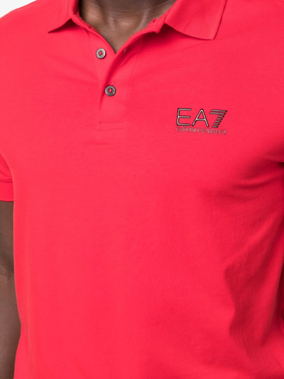 Shop Ea7 Logo-print Short-sleeve Polo Shirt In Red