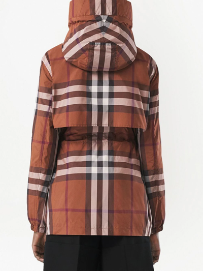 Shop Burberry Check-pattern Lightweight Parka Jacket In Brown