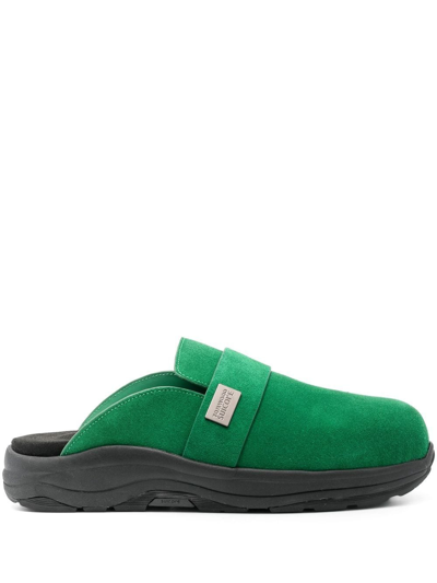 Shop Suicoke Suede-leather Slippers In Green