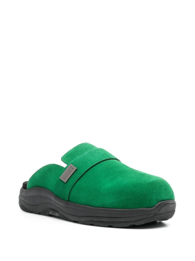 Shop Suicoke Suede-leather Slippers In Green