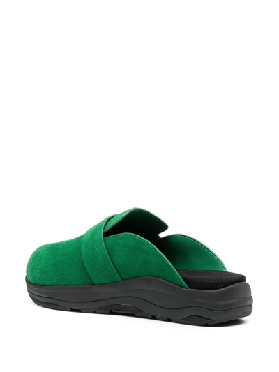 Shop Suicoke Suede-leather Slippers In Green