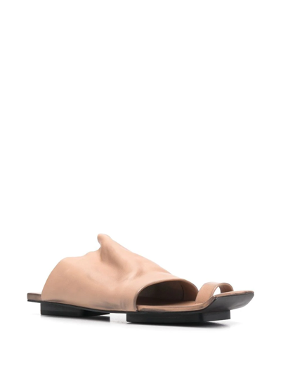 Shop Uma Wang Open-toe Leather Sandals In Neutrals