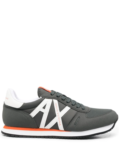 Shop Armani Exchange Lace-up Logo Detail Sneakers In Green