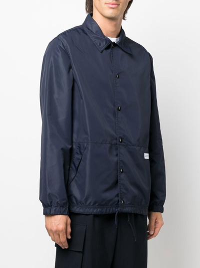 Shop Apc Logo-patch Shirt Jacket In Blue