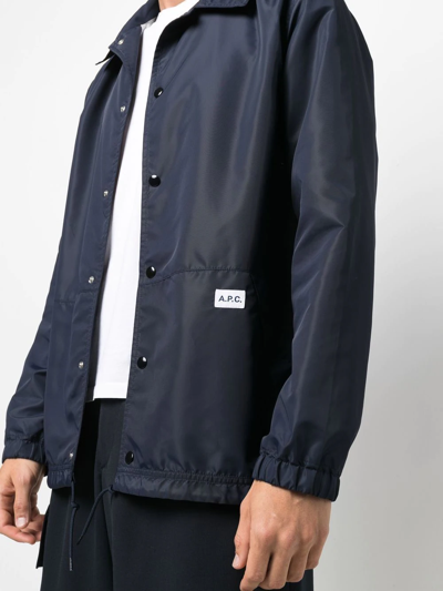 Shop Apc Logo-patch Shirt Jacket In Blue