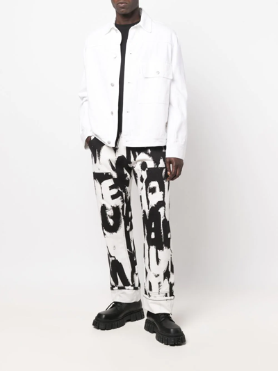 Alexander Mcqueen Mcqueen Graffiti Workwear Jeans In White