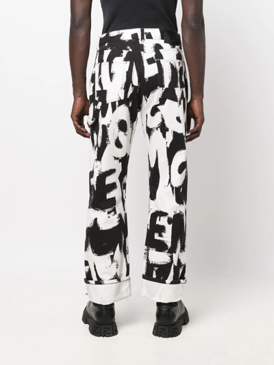 Alexander Mcqueen Mcqueen Graffiti Workwear Jeans In White