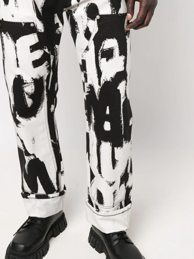 Alexander Mcqueen Mcqueen Graffiti Workwear Jeans In White
