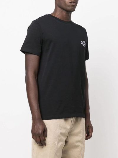 Shop Apc Raymond Logo-embroidered T-shirt In Black