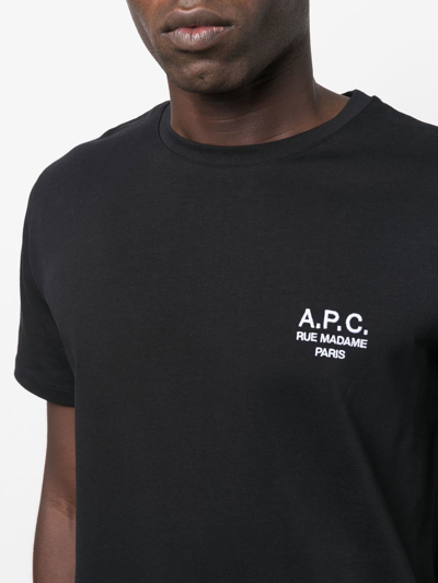 Shop Apc Raymond Logo-embroidered T-shirt In Black