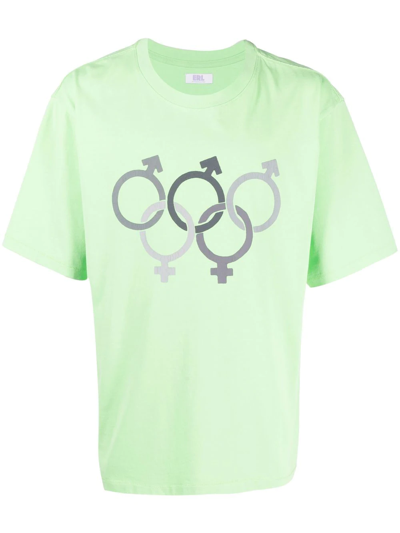 Shop Erl Olympics Sex Cotton T-shirt In Green