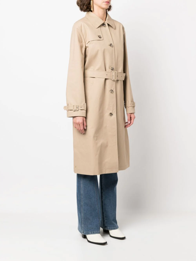 Shop Apc Cotton Belted Trench-coat In Neutrals