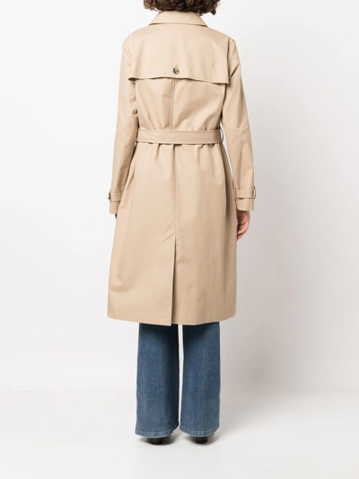 Shop Apc Cotton Belted Trench-coat In Neutrals