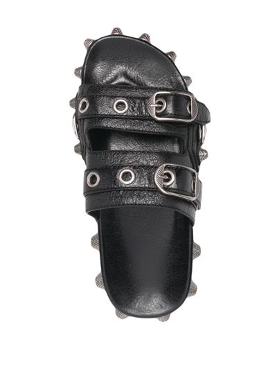 Shop Balenciaga Stud-detail Leather Sandals In Black