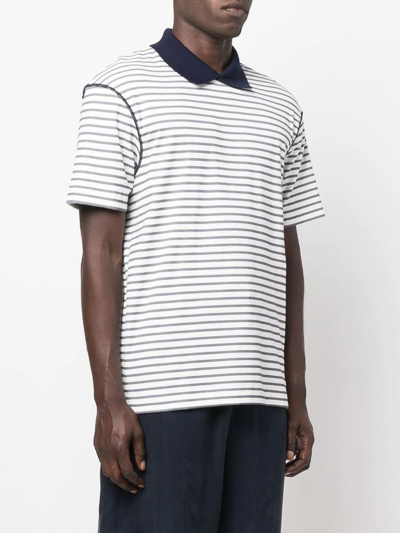 Shop Giorgio Armani Striped Short-sleeve Polo Shirt In White