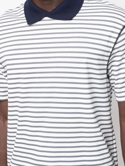 Shop Giorgio Armani Striped Short-sleeve Polo Shirt In White