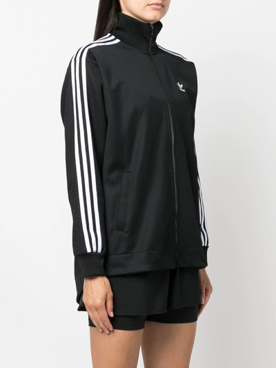 Shop Adidas Originals Embroidered-logo Zip-up Sweatshirt In Black