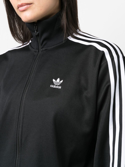 Shop Adidas Originals Embroidered-logo Zip-up Sweatshirt In Black