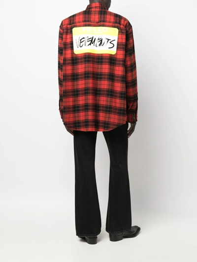 Shop Vetements Logo-plaque Check Shirt In Red