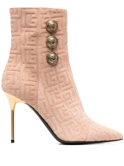 Shop Balmain Roni Ankle Boots In Rosa