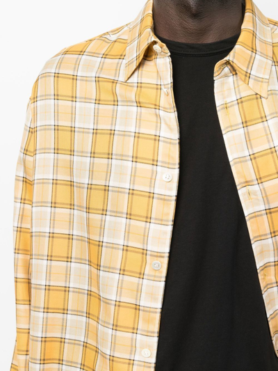 Shop Undercover Patch-pocket Check Flannel Shirt In Yellow