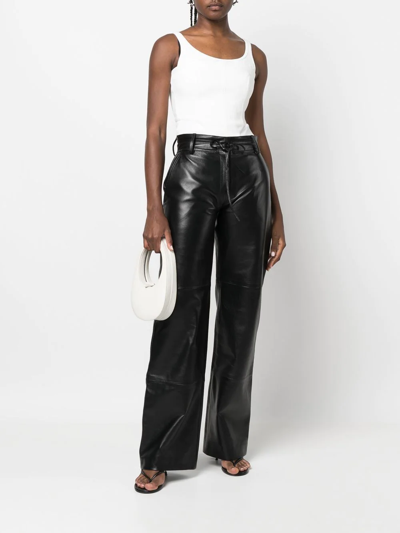 Shop Manokhi Carla High-waisted Leather Pants In Black