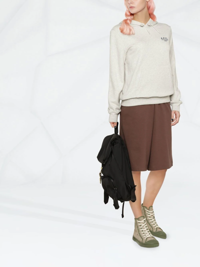 Apc A.p.c. Manuela Hoodie With Embroidered Logo In Nude