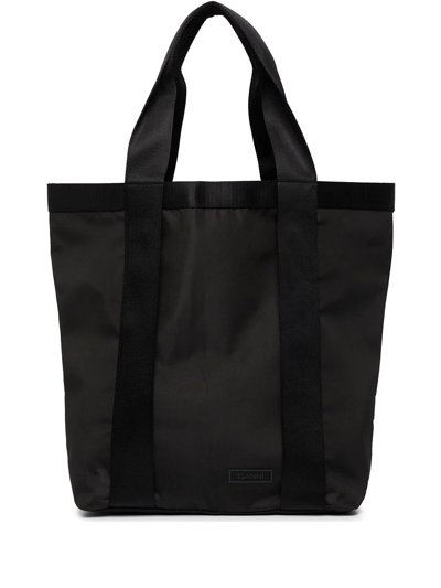Ganni Black Recycled Tech Tote | ModeSens