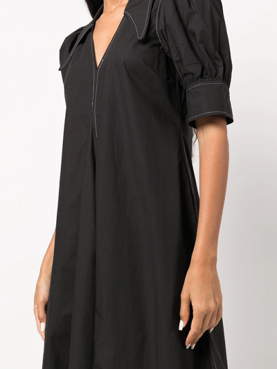 Shop Ganni Short-sleeve Midi Dress In Schwarz