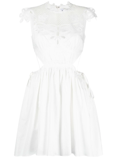 Shop Self-portrait Guipure-lace Cut-out Mini Dress In Weiss