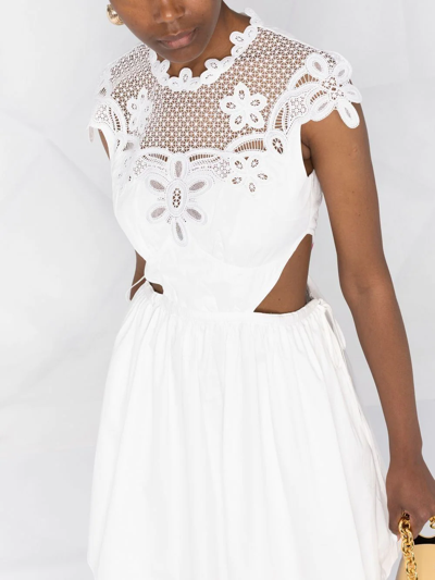 Shop Self-portrait Guipure-lace Cut-out Mini Dress In Weiss