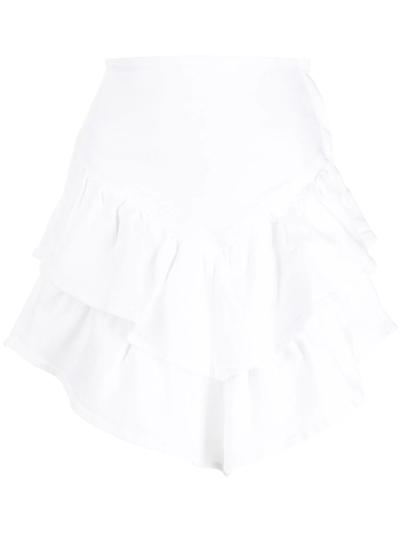 Shop Mother The Ruffle Mini Skirt In Weiss