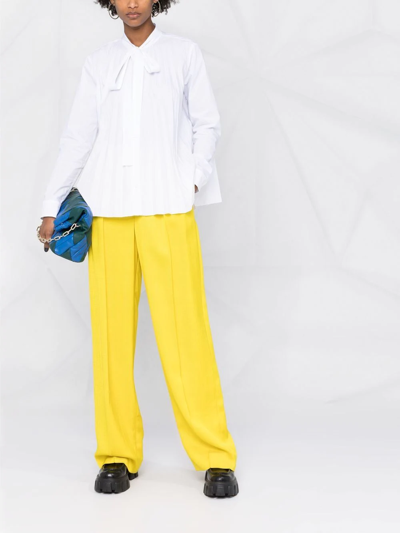 Red Valentino Pleated Long-sleeved Blouse In Weiss