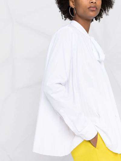 Red Valentino Pleated Long-sleeved Blouse In Weiss