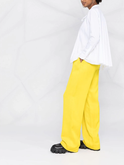 Red Valentino Pleated Long-sleeved Blouse In Weiss