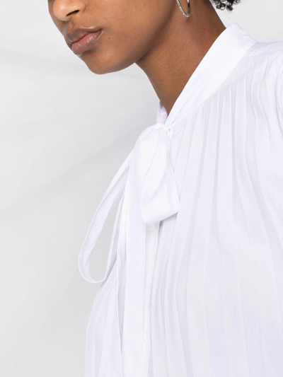 Red Valentino Pleated Long-sleeved Blouse In Weiss
