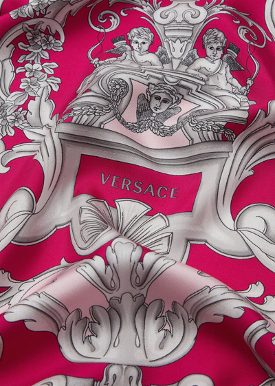 Shop Versace Silver Baroque Silk Foulard, Female, Print, One Size