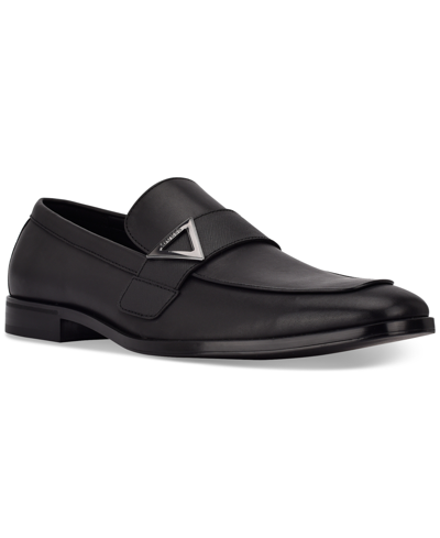 Shop Guess Men's Hamlin Faux-leather Slip-on Dress Shoes In Black