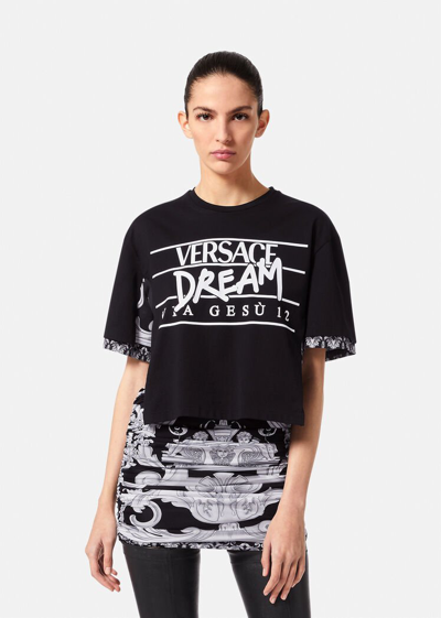 Shop Versace Silver Baroque Logo T-shirt, Female, Black, 50