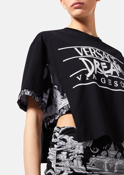 Shop Versace Silver Baroque Logo T-shirt, Female, Black, 50
