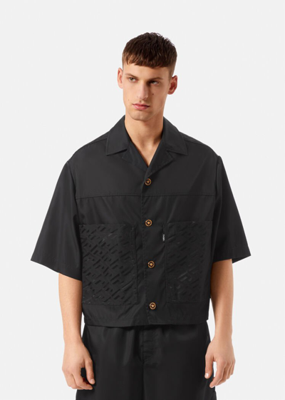 Shop Versace Medusa La Greca Overshirt, Male, Black, 54