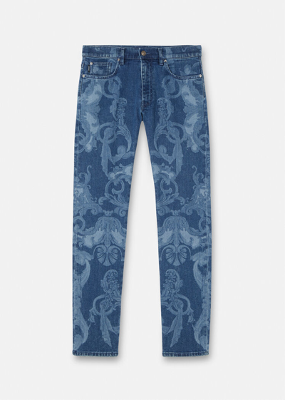 Shop Versace Silver Baroque Jeans, Male, Blue, 34