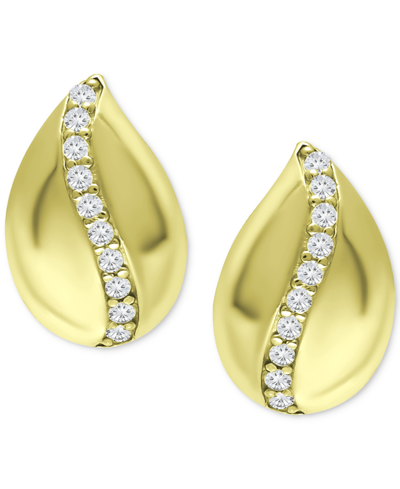 Shop Giani Bernini Cubic Zirconia Teardrop Huggie Hoop Earrings, Created For Macy's In Gold Over Silver