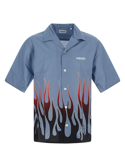 Shop Kenzo Flame Short Sleeves In Blue