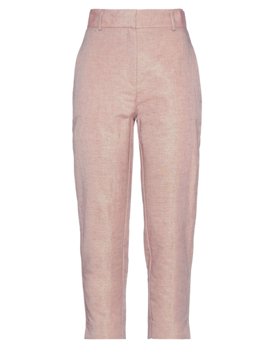Shop Ottod'ame Woman Pants Pastel Pink Size 4 Cotton, Linen, Polyamide, Metallic Fiber
