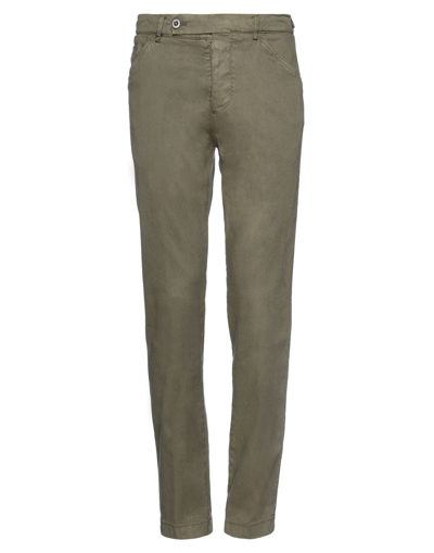Shop Berwich Man Pants Military Green Size 34 Linen, Cotton, Elastane