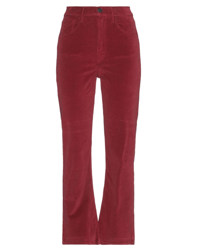 Shop 3x1 Woman Pants Burgundy Size 26 Cotton, Polyurethane In Red