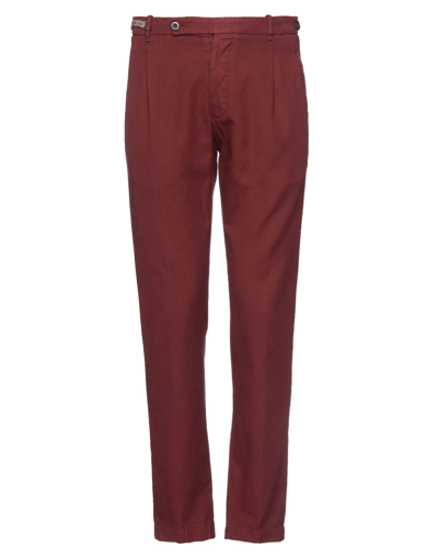 Shop Berwich Man Pants Burgundy Size 30 Cotton, Linen In Red