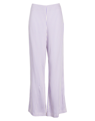 Shop 8 By Yoox Striped Viscose High-waist Pants Woman Pants Lilac Size 10 Viscose In Purple